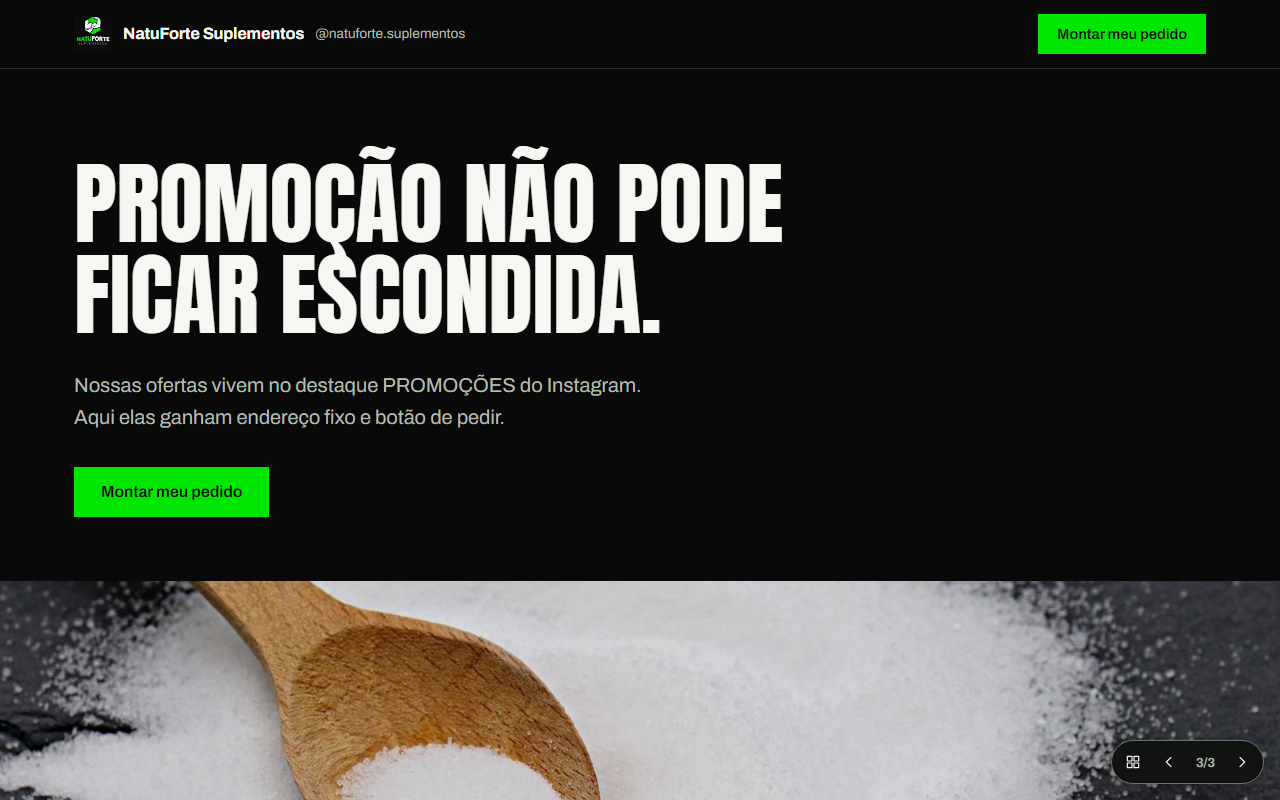 Captura da proposta 3, Promoções com endereço fixo
